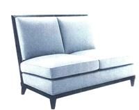 后现代新古典风格无扶手双位沙发